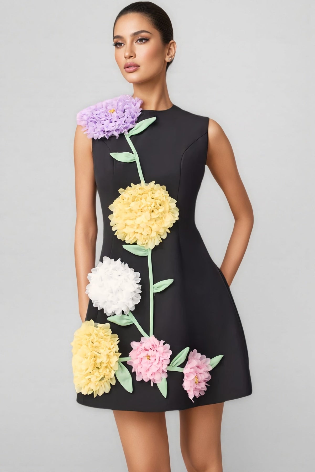 Codi Black Buttercup Embroidered Mini Dress