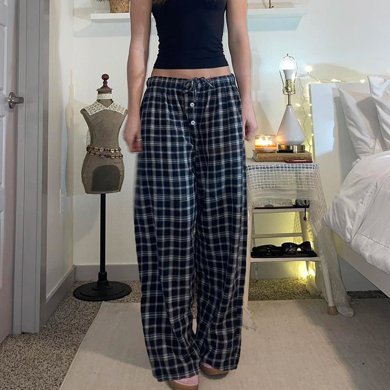 Plaid Straight Loose Fit Jogger Pant