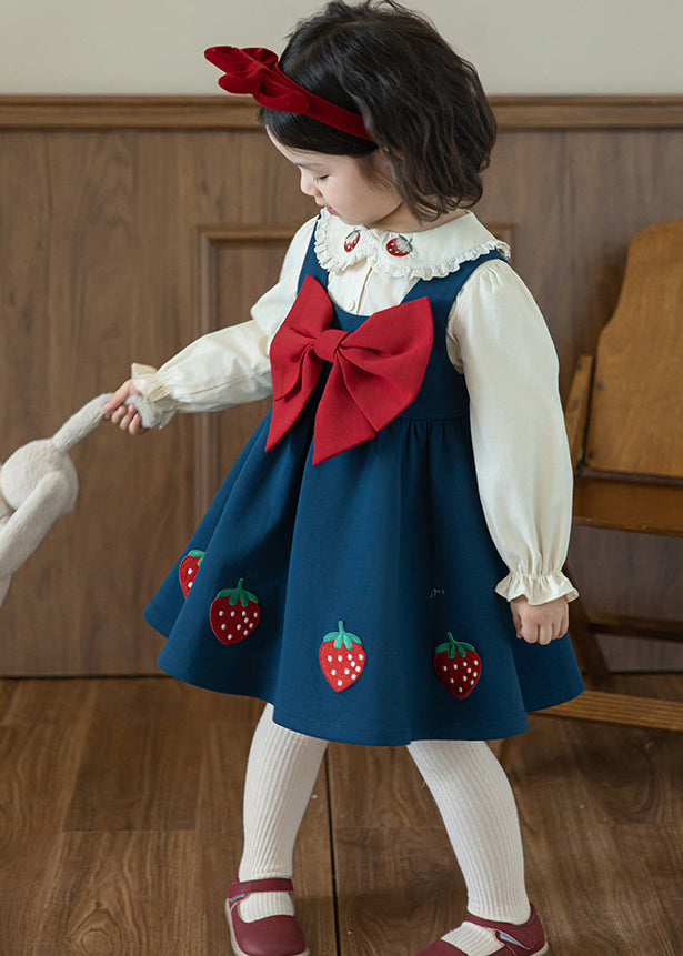 Handmade Peacock Blue Patchwork Bow Patch Maxi Dresses Sleeveles Tg012