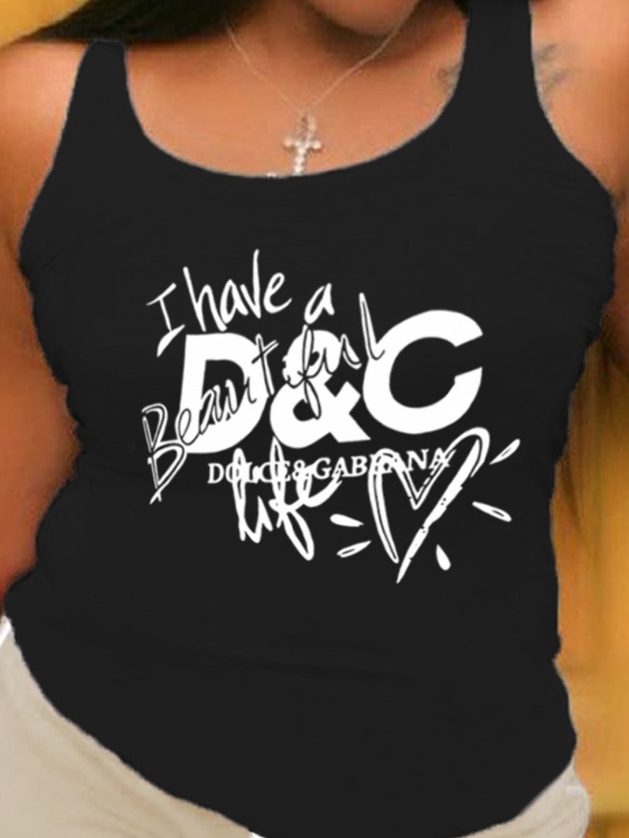 Heart Letter Print T-shirt Ar505