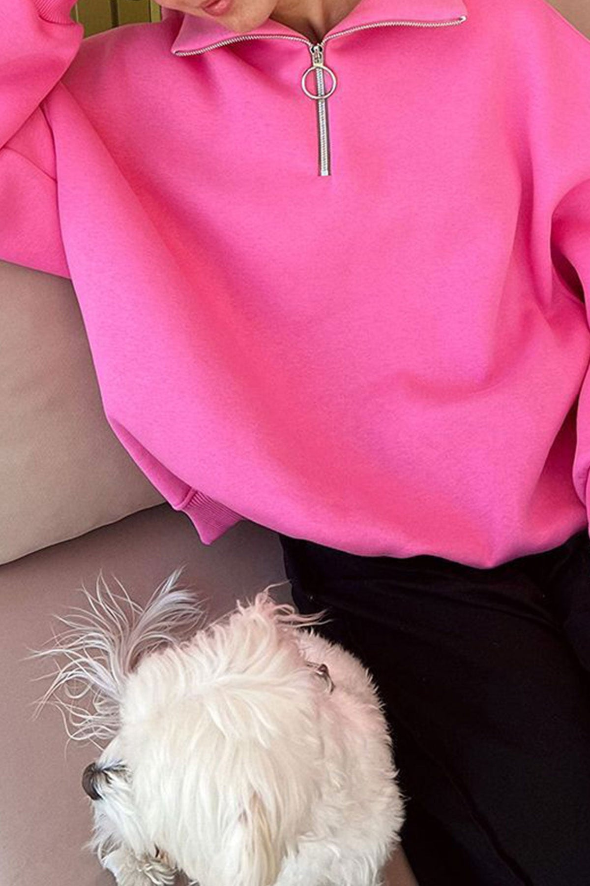 Lapel Zipped Sweatshirt