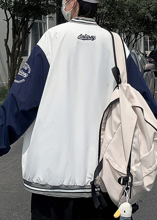 Cotton White Letter Loose Patchwork Spring Button Tc009 Coats