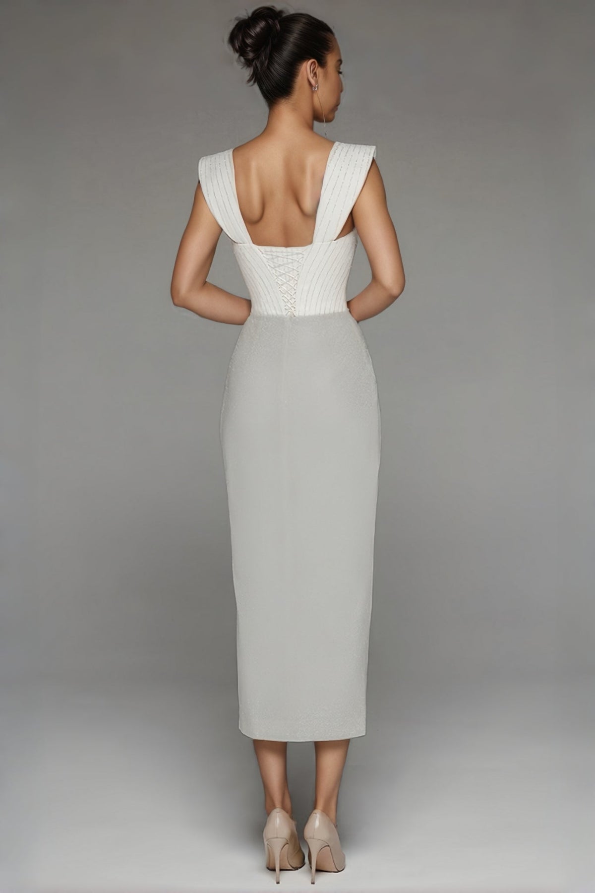 Dune Backless Split Maxi Dress-white