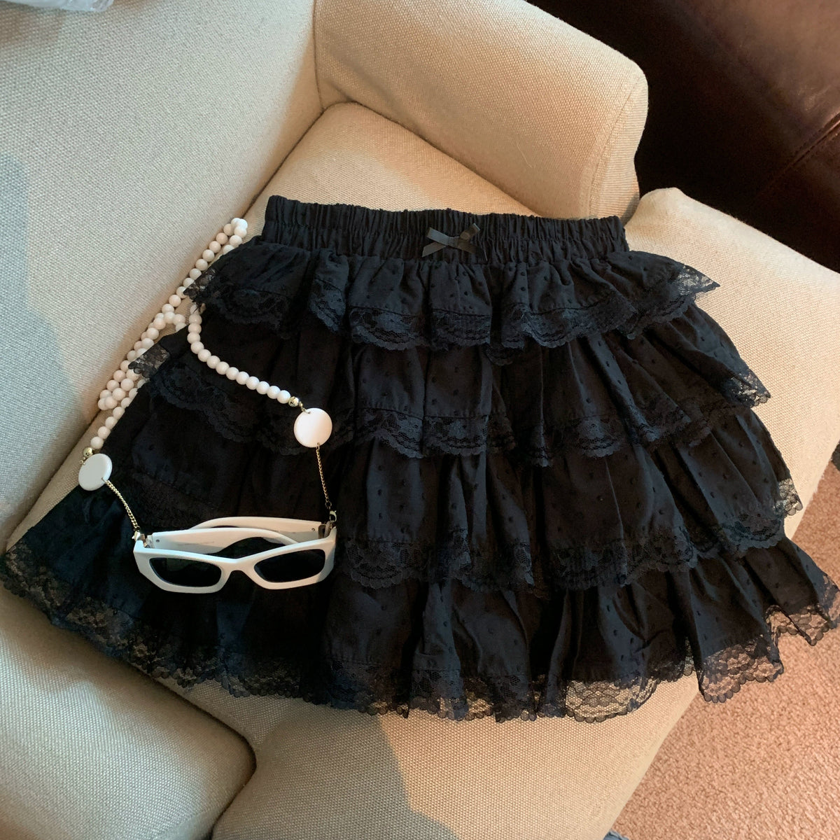 Reagen Tiered Bow Mini Skirt