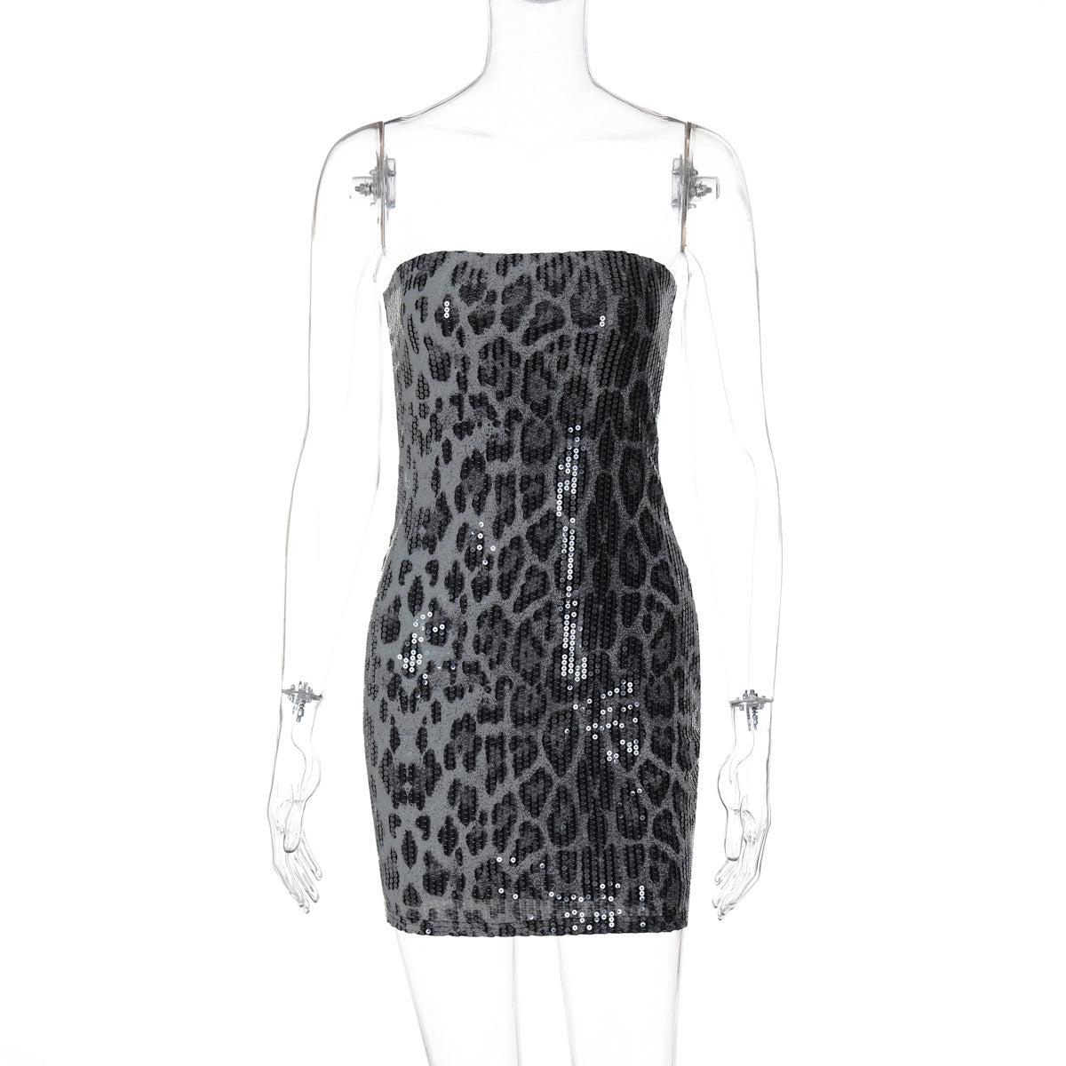 Arleen Strapless Sequin Leopard Mini Dress