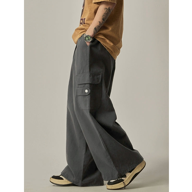 Gray Wide Cargo Combat Pants