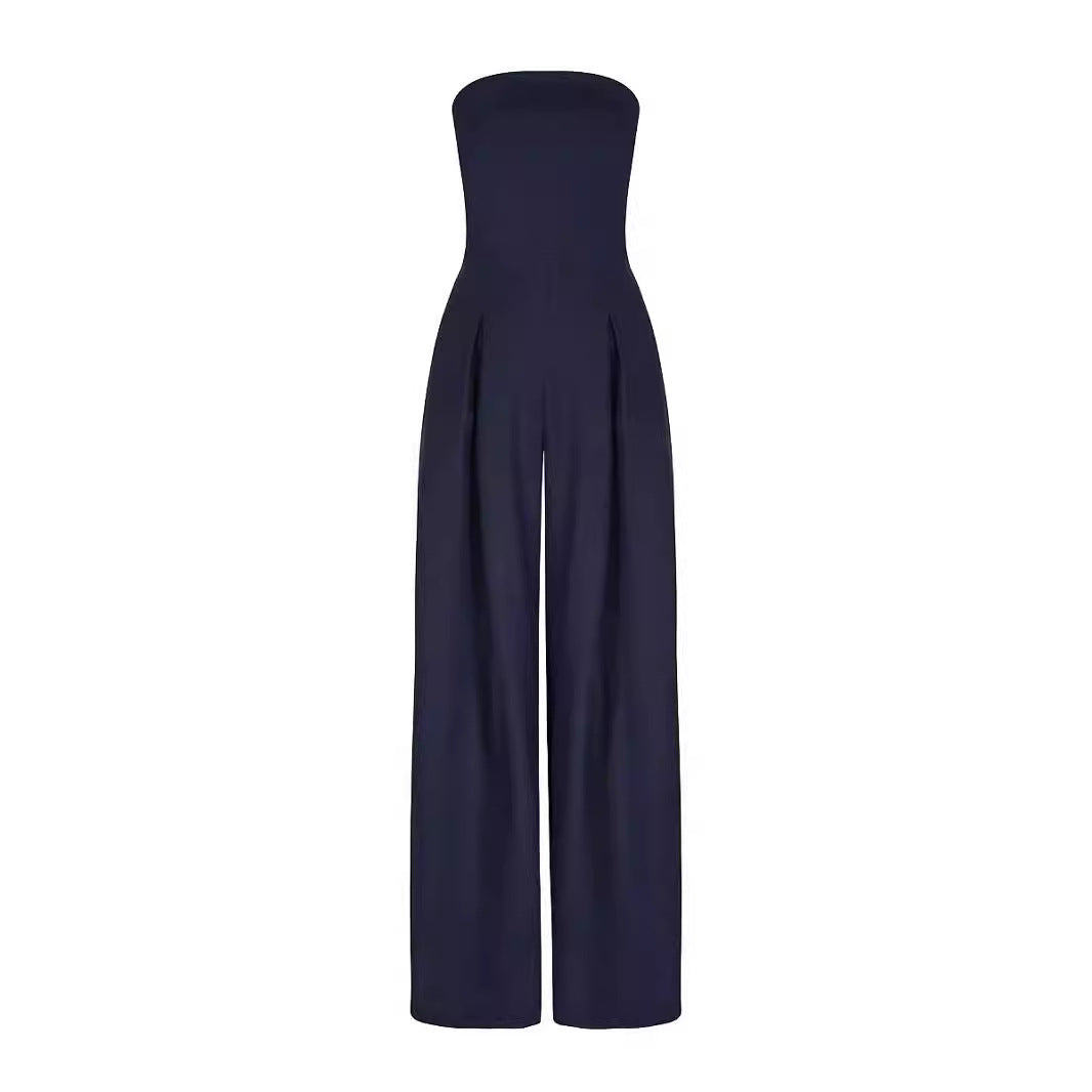 Backless Slim Fit Smocking Jumpsuit