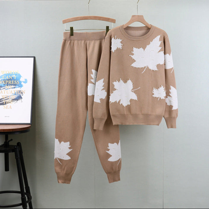 Khaki - Sweater Two Piece Set