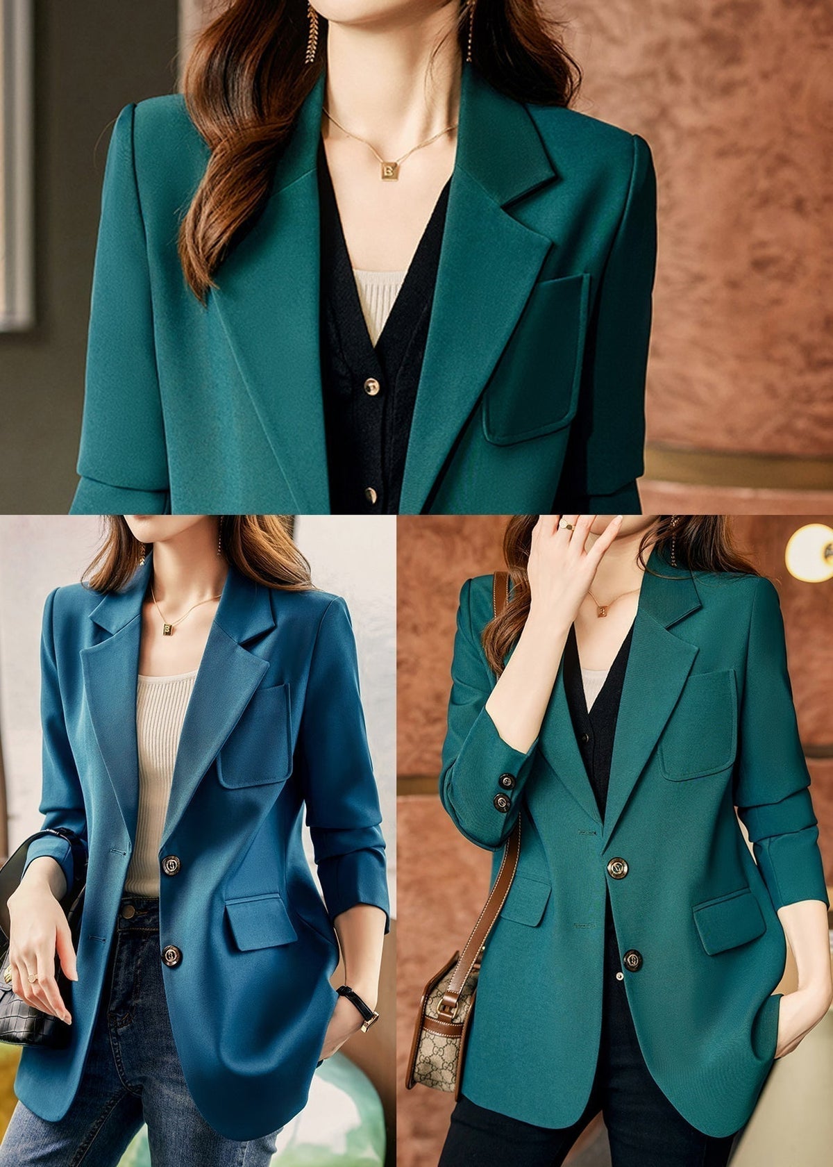 Green Peter Pan Collar Patchwork Cotton Coats Spring Yj024