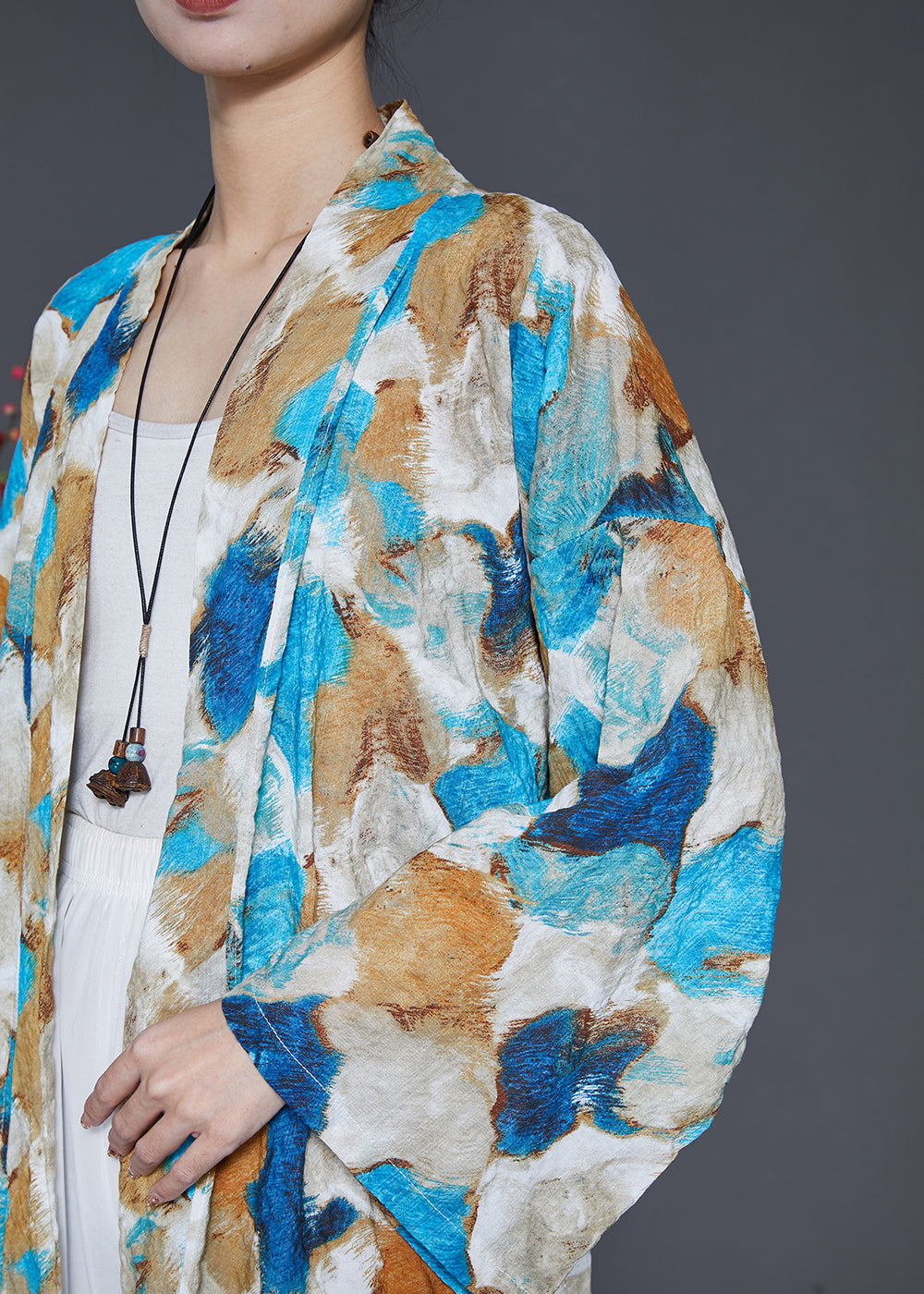 Blue Oversized Tie Dye Cotton Cardigans Spring Sd1042