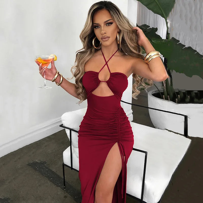 Sleeveless Backless Slim Midi Dress