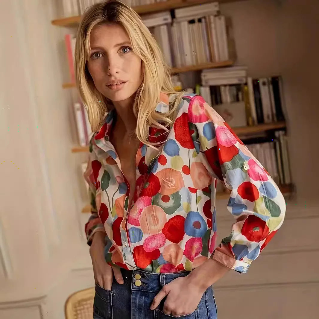 Simple Cartoon Print Blouse