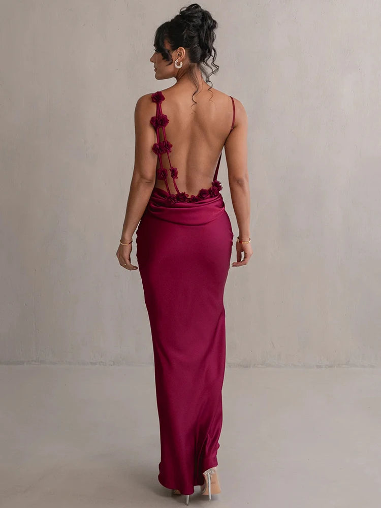 Draped Backless Maxi Dress