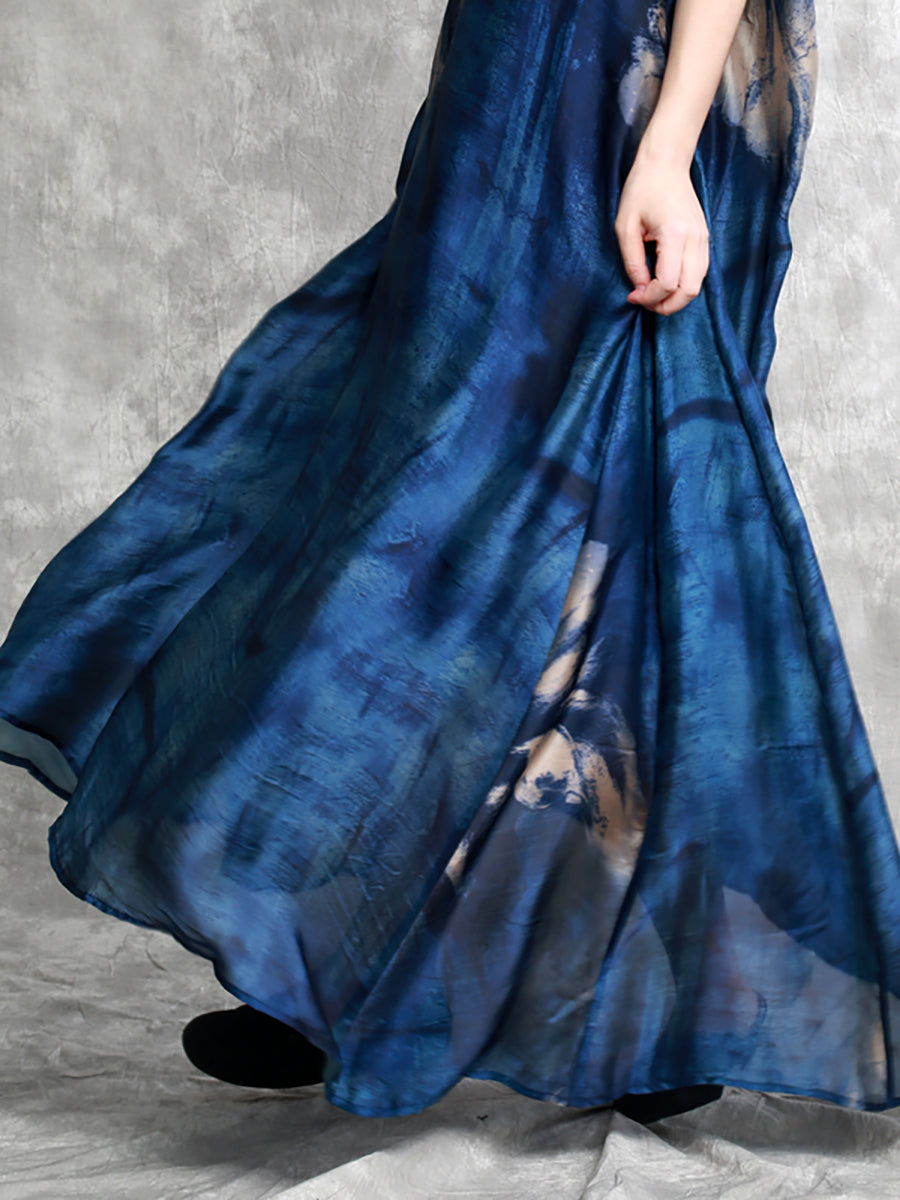 Summer Flower Print Loose Maxi Dress Hh028