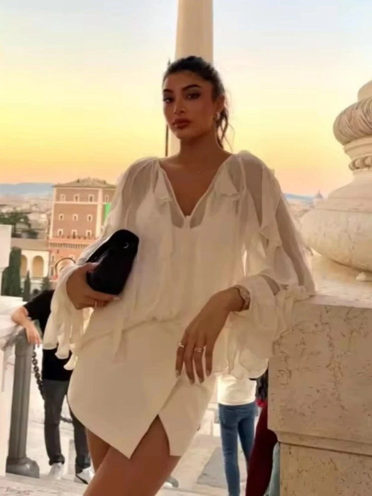 Chiffon Layered Ruffled Loose Blouse