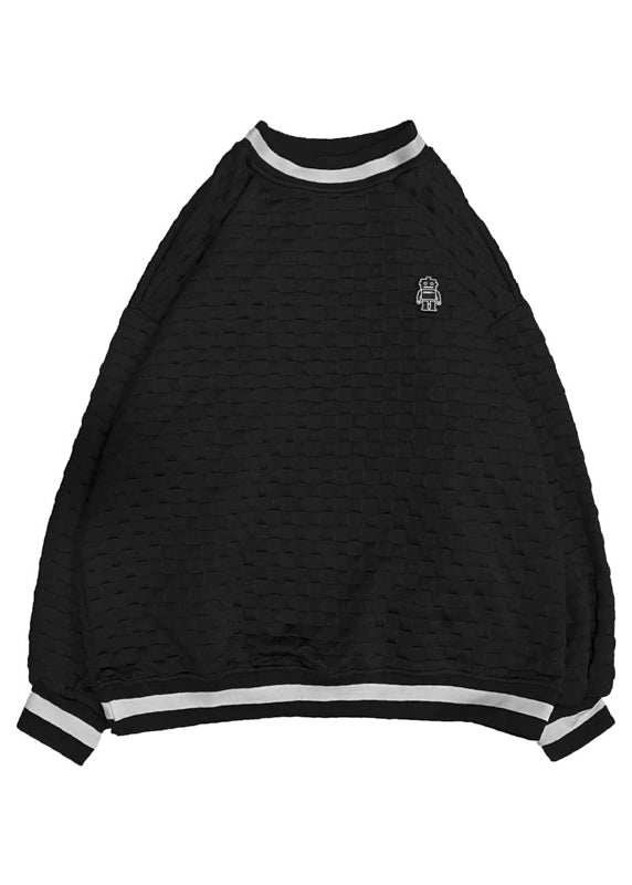 Simple White O Neck Patchwork Cotton Sweatshirts Top Fall Eq040