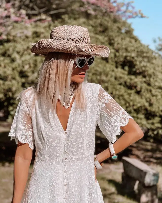 Spaghetti Strap Lace Beach Maxi Dress