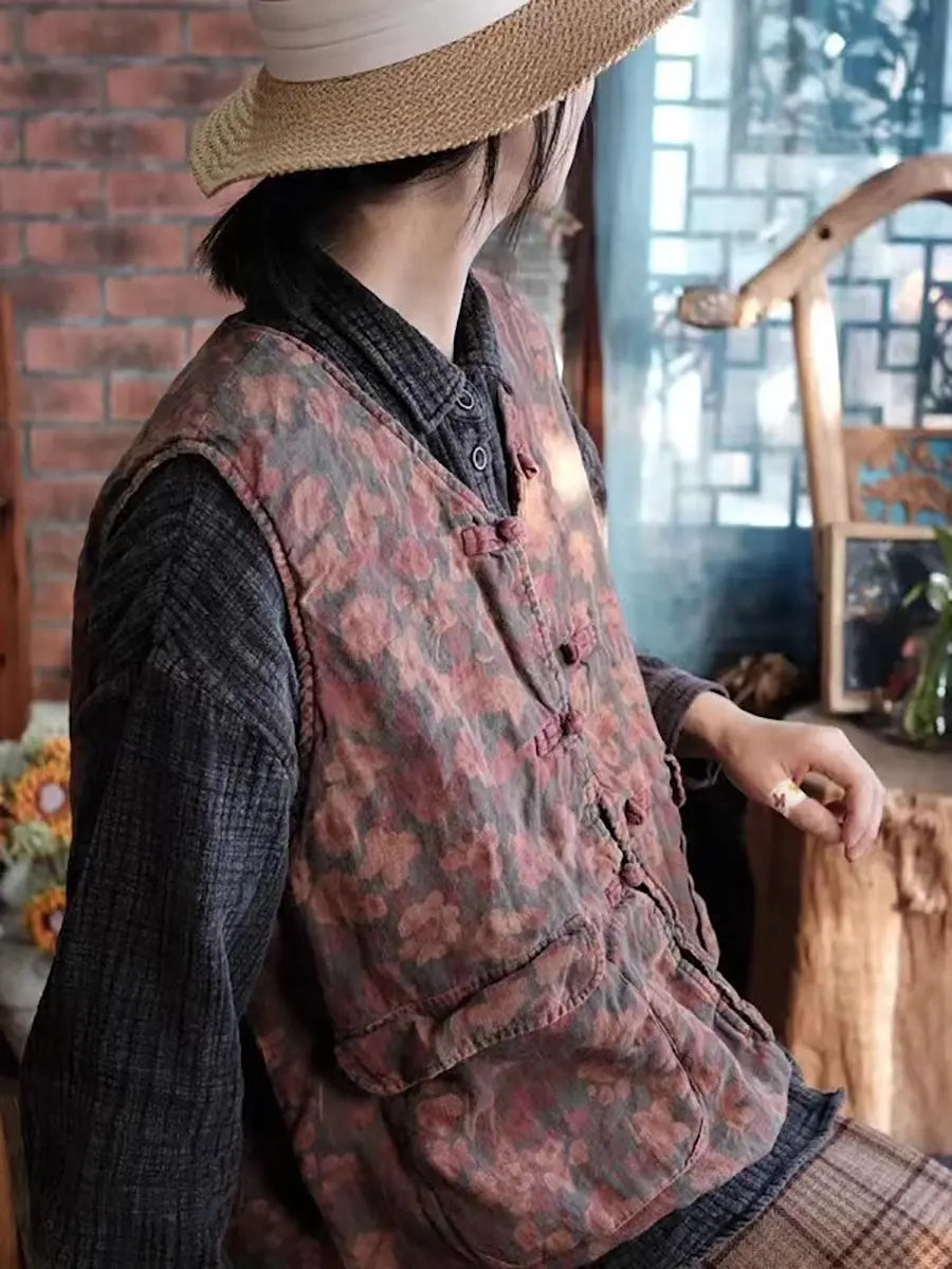 Pocket Linen Button Vest Coat