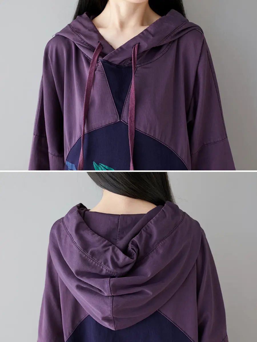 Print Colorblock Hooded Sweatshirt