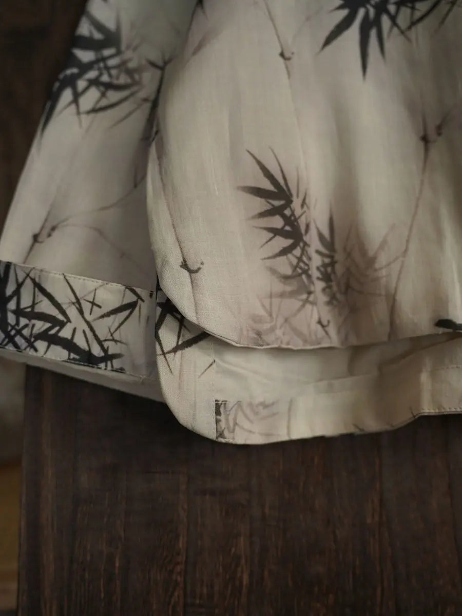 Bamboo Leaf Print Ramie Sweatshirt