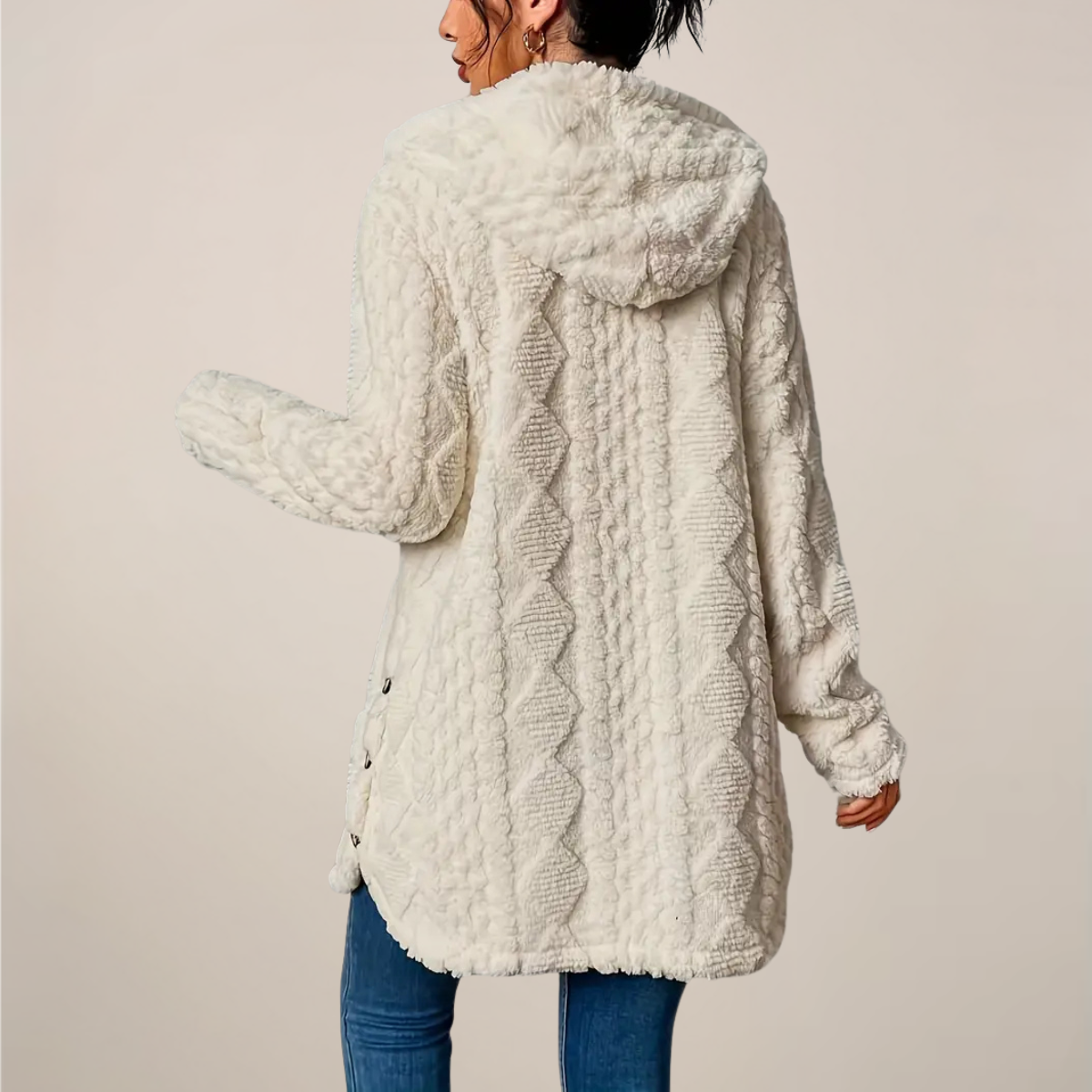 Elizabeth | ’s Spring Longline Hooded Textured Knit Cardigan