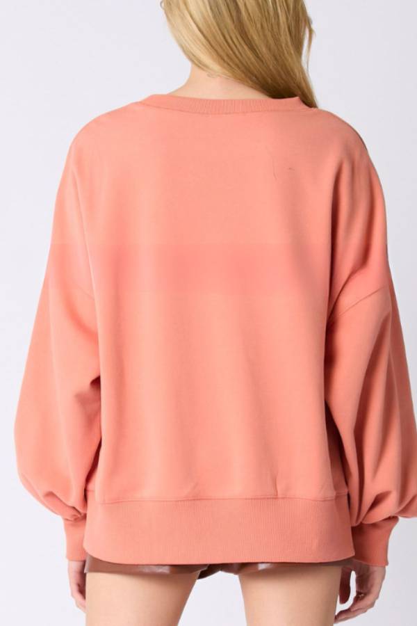 Halloween Coffee Sequin Top Loose Sweatshirt