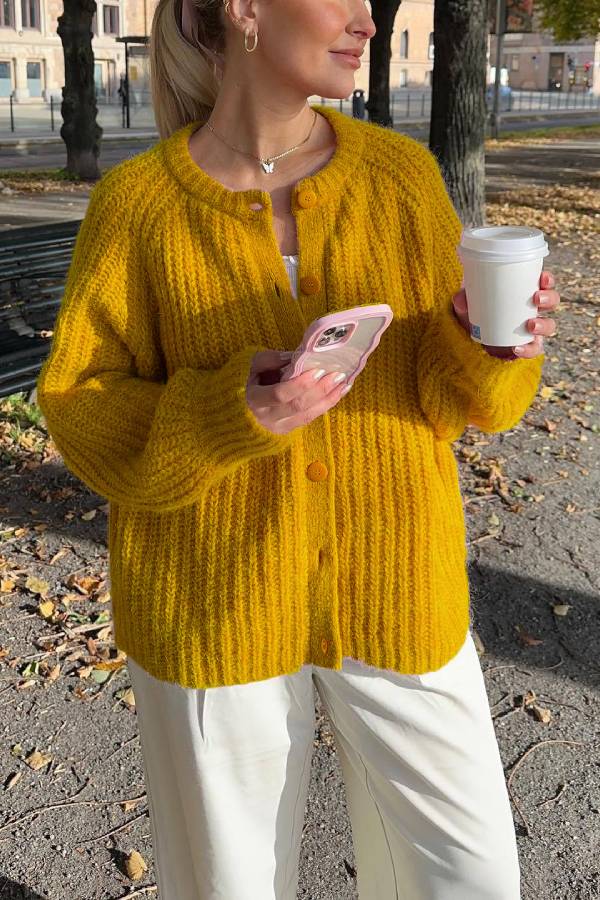 Loose Color Long Sleeve Cardigan Sweater
