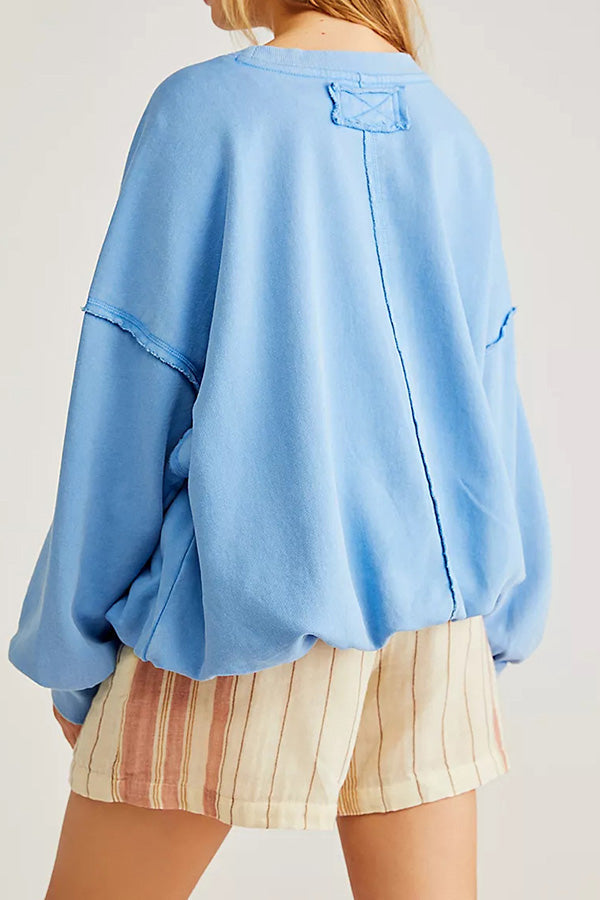 Loose Outerwear Advanced Long-sleeved Raw Edge Pullover Sweater