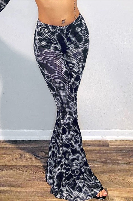 High Waist Mesh Flare Pants