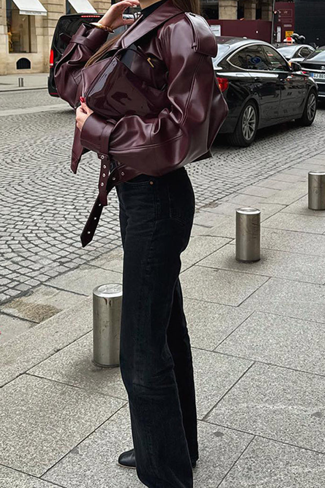 Burgundy Moto Coat