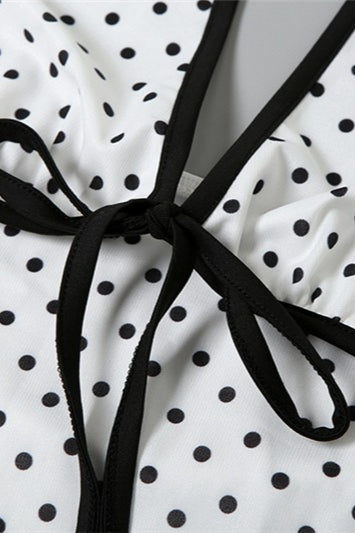 Print Polka Dot Backless Tie Maxi Dress