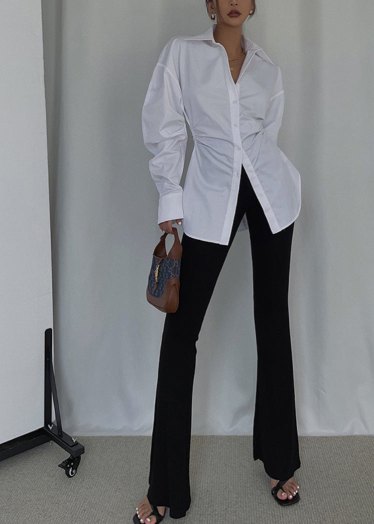 Blouse Cinched Cotton White Spring Tops
