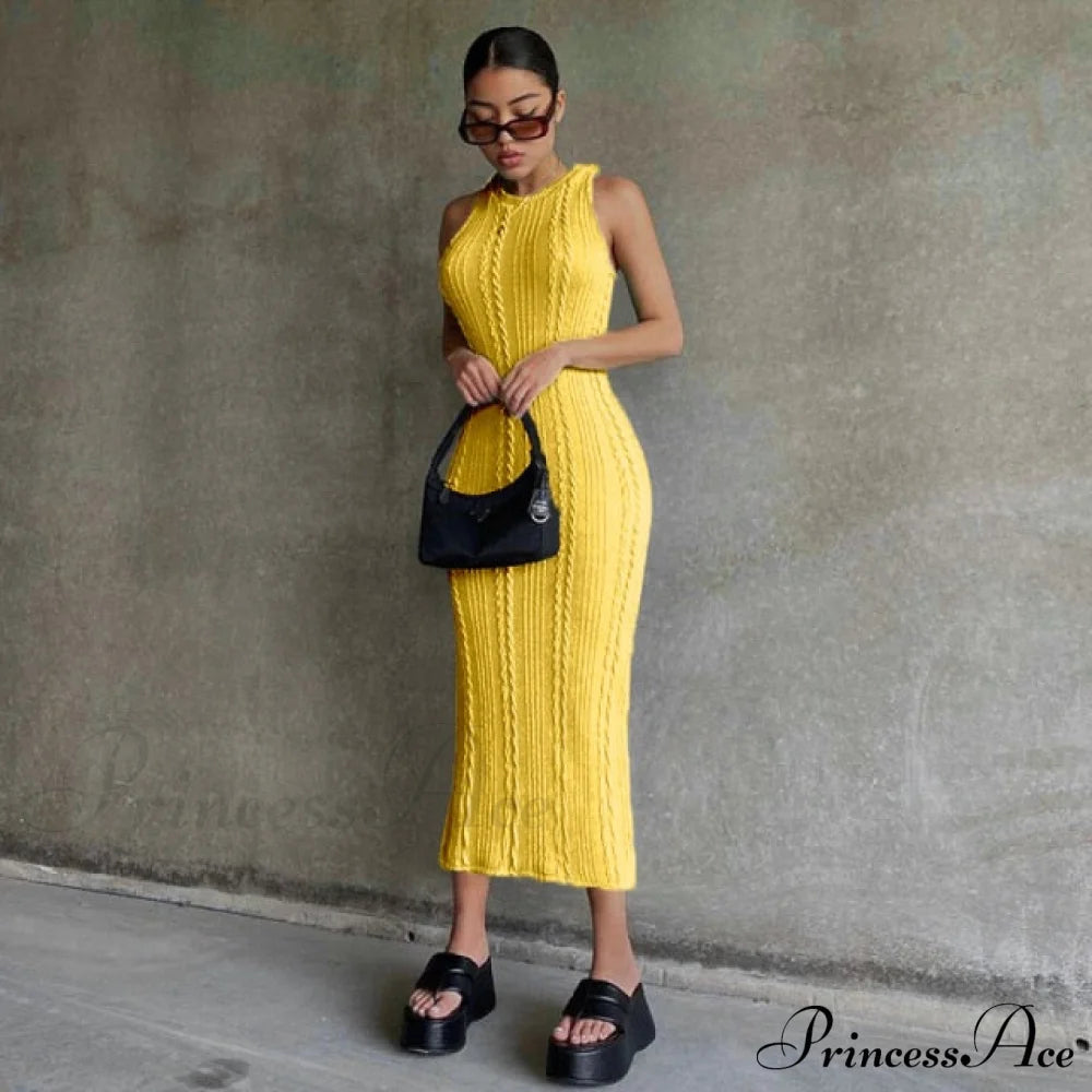Cable Knit Stylish Tank Maxi Dress