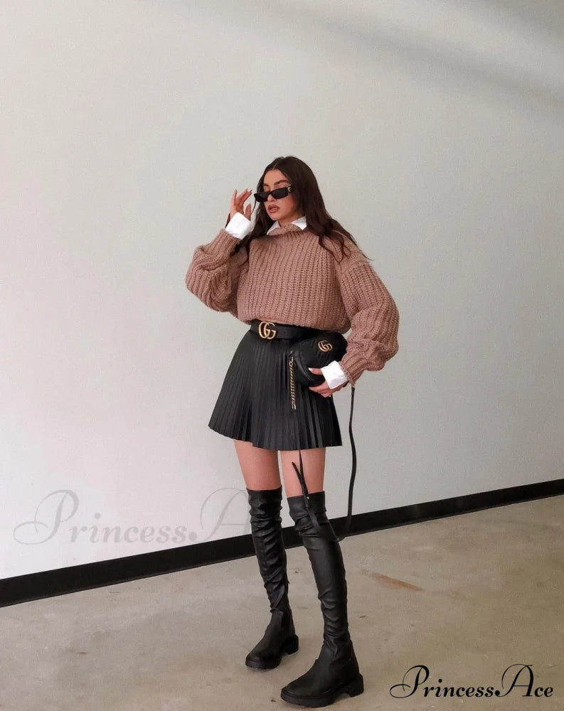High Waisted A-line Mini Skirt
