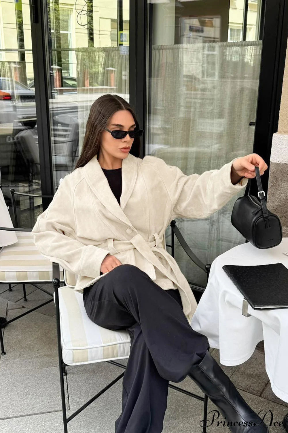 Suede Long Sleeve Jacket Coat