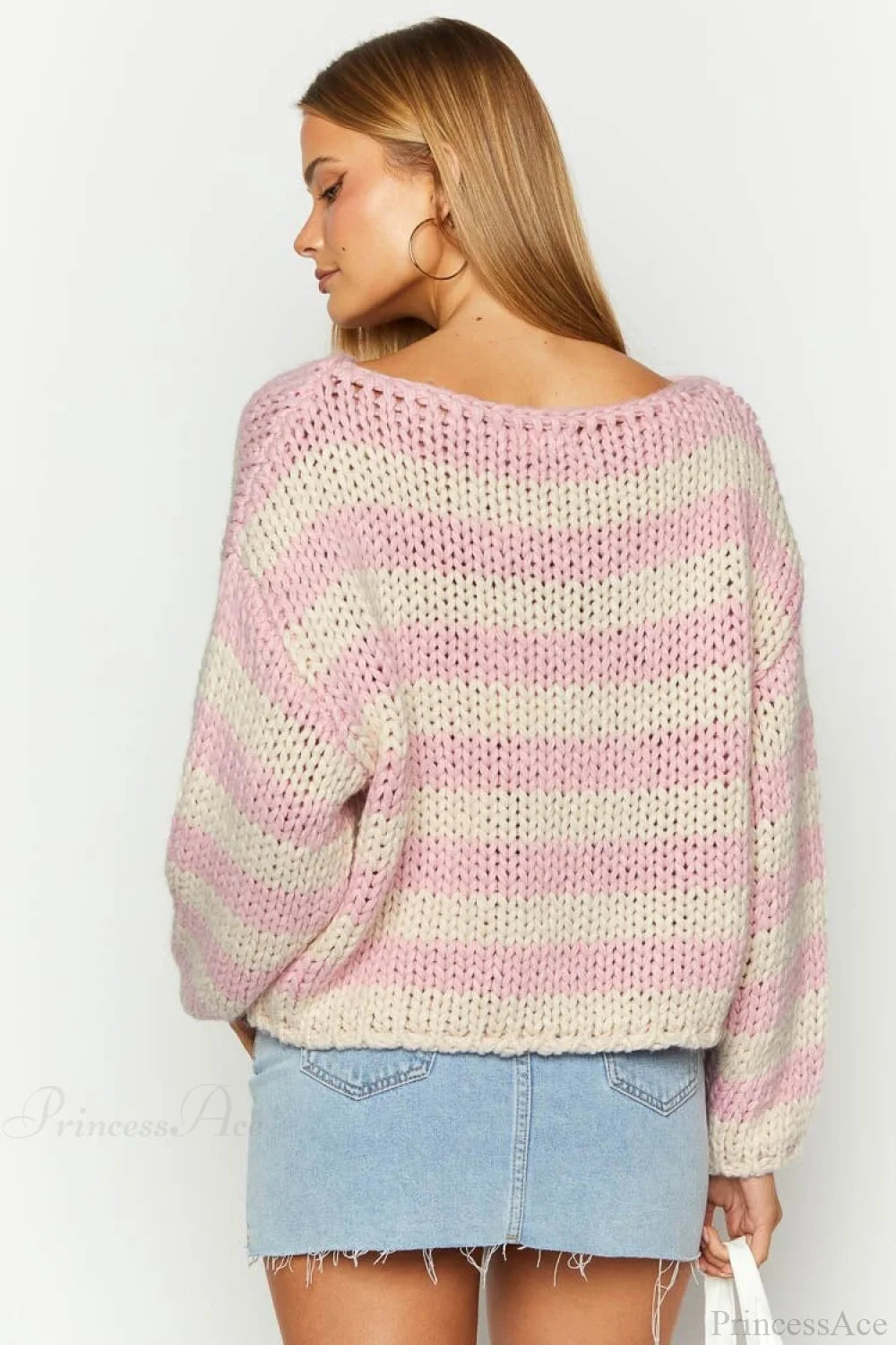 Colorblock Off-the-shoulder Stripe Loose Sweater
