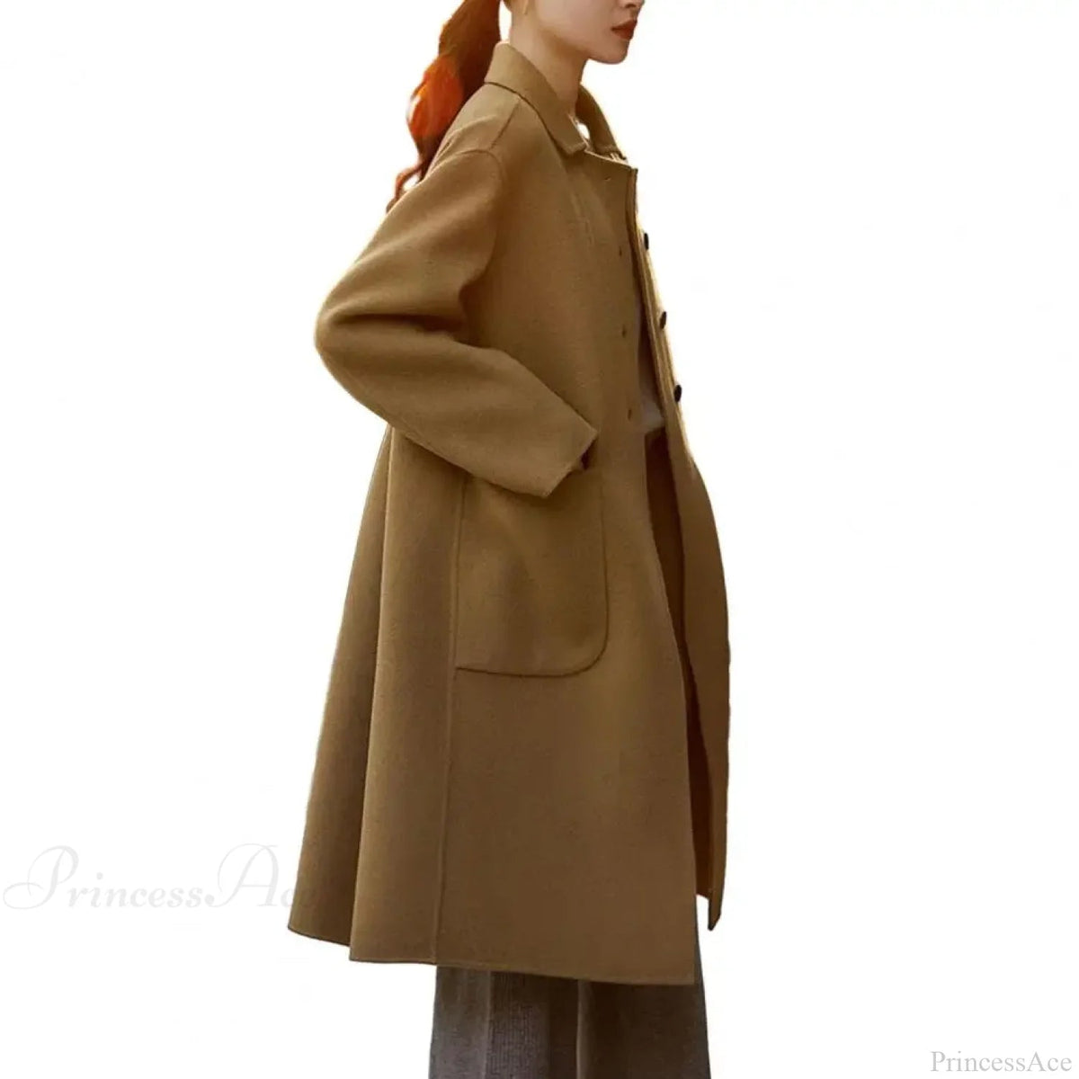 Commute Style Woolen Lapel Overcoat