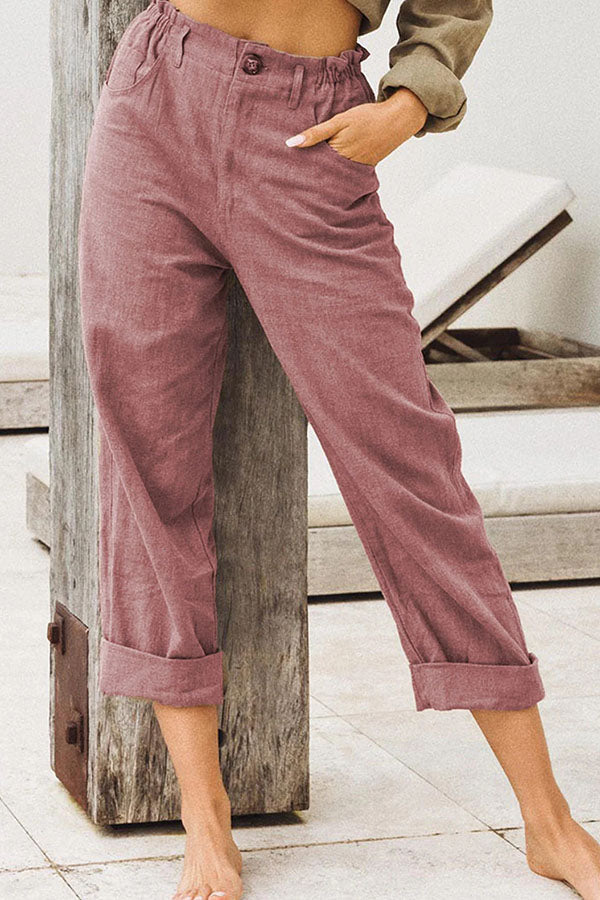 Color Cotton Linen Pants
