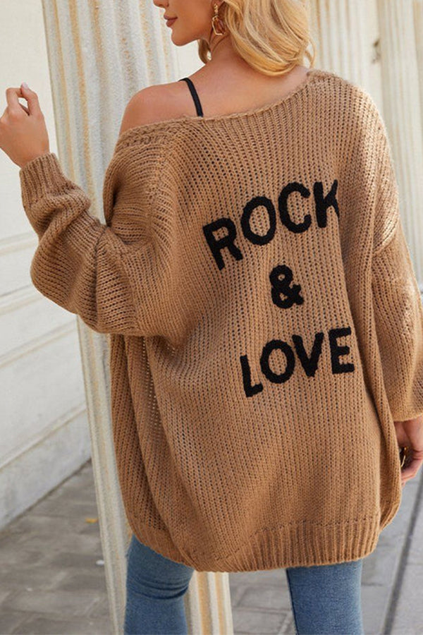 Drop Shoulder Open Front Knit Oversized Sweater Cardigan