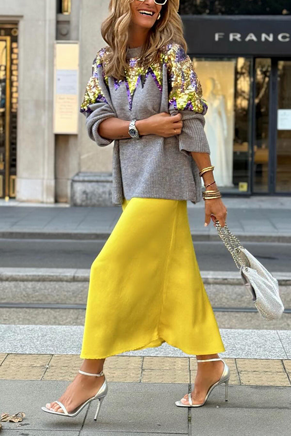Loose Knitted Sweater With Sequins