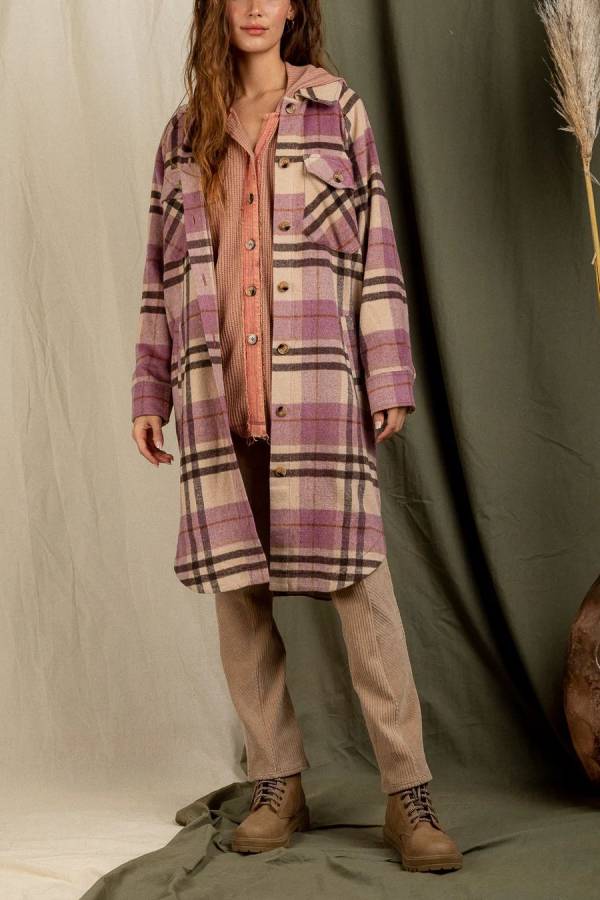 Plaid Print Drop Shoulder Overcoat