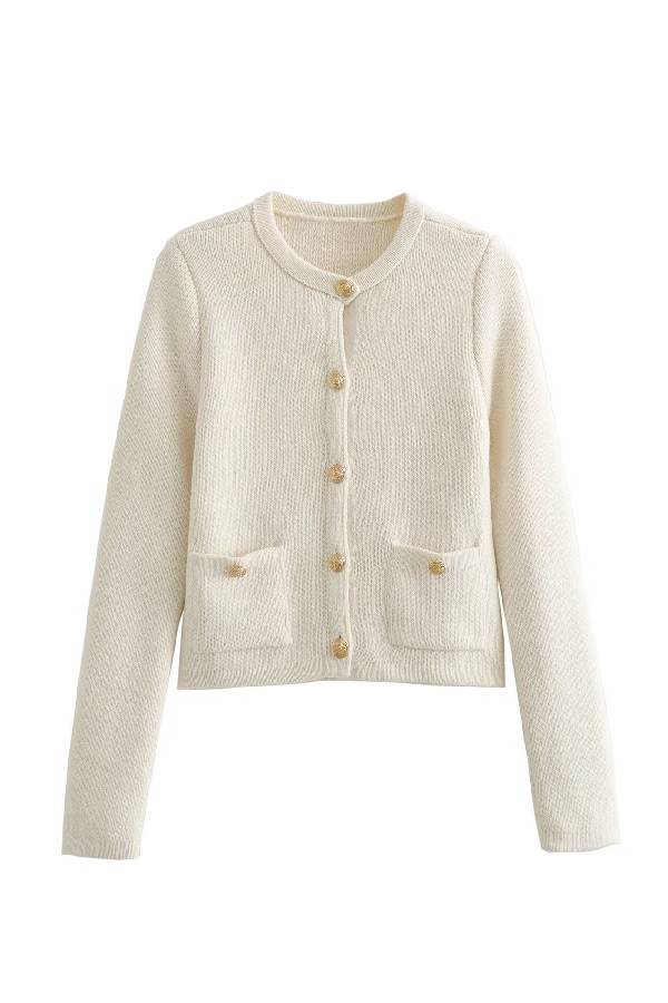 Golden Button Knit Cardigan