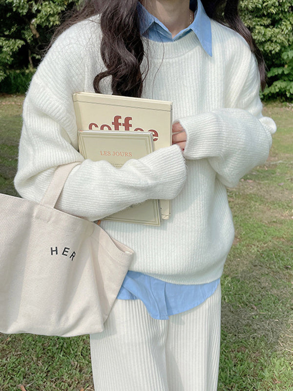 Yellow Round-neck Long Sleeve Sweater An1041