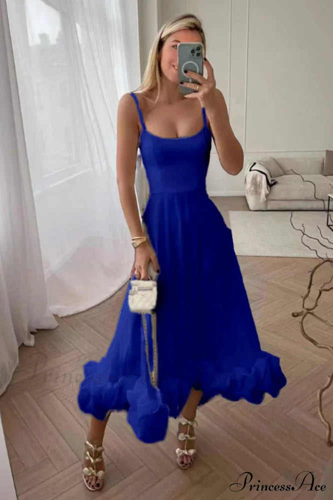 Flounce Bustier Midi Dress