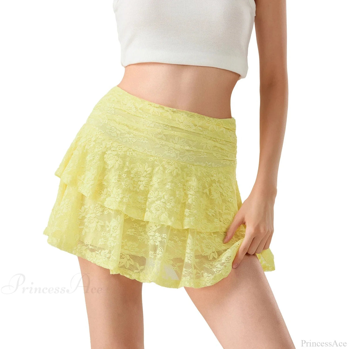 Flower Lace Layered Ruffle Skirt