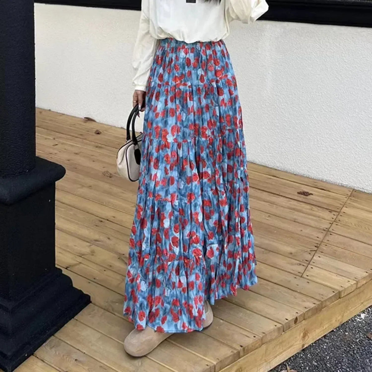 Kawaii Maxi Skirt Summer Retro Romantic