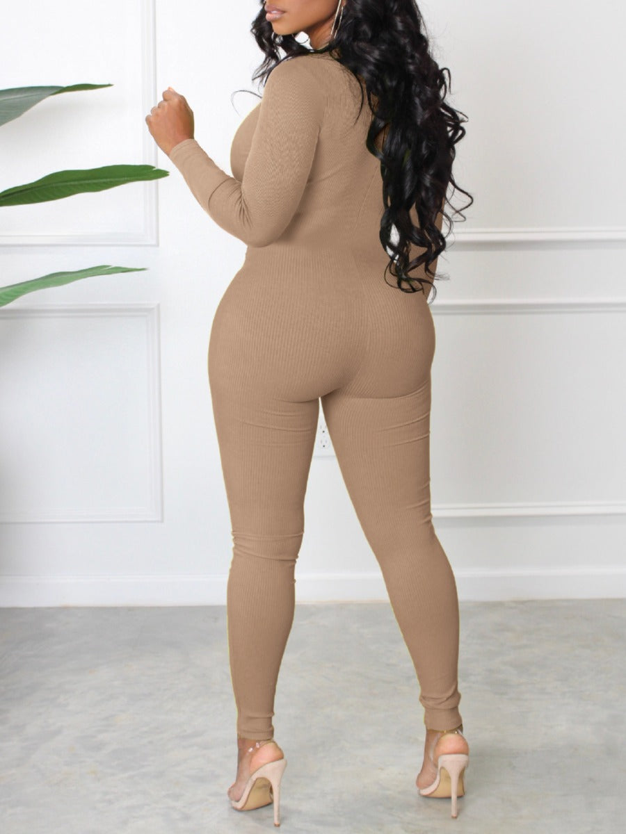 Zipper Design Skinny Jumpsuit Ar5018