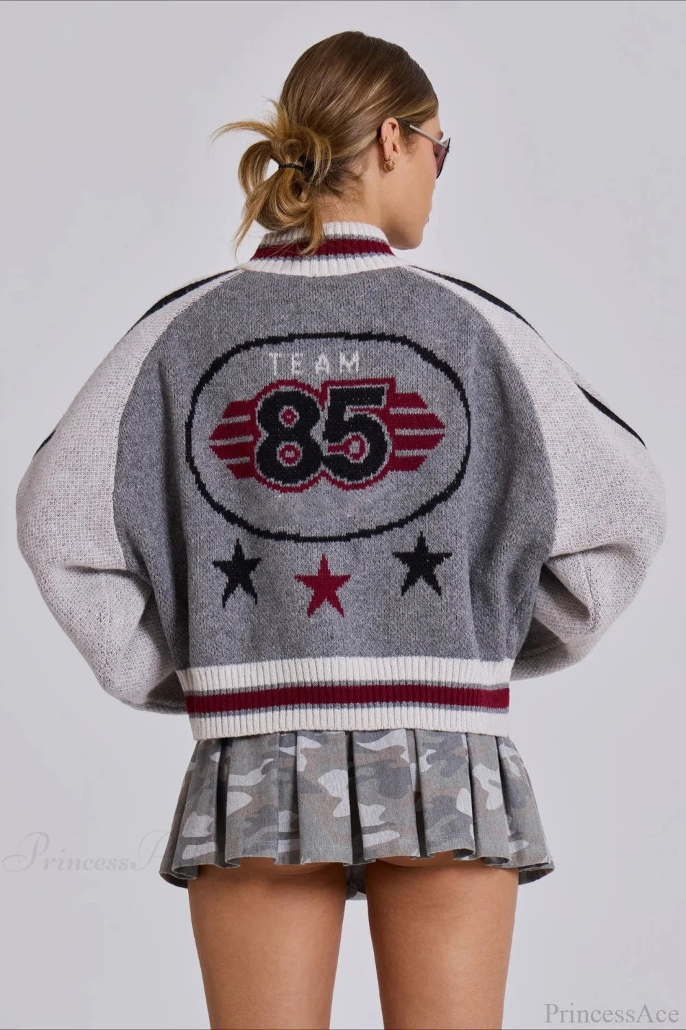 Letter Knit Cardigan Sweater