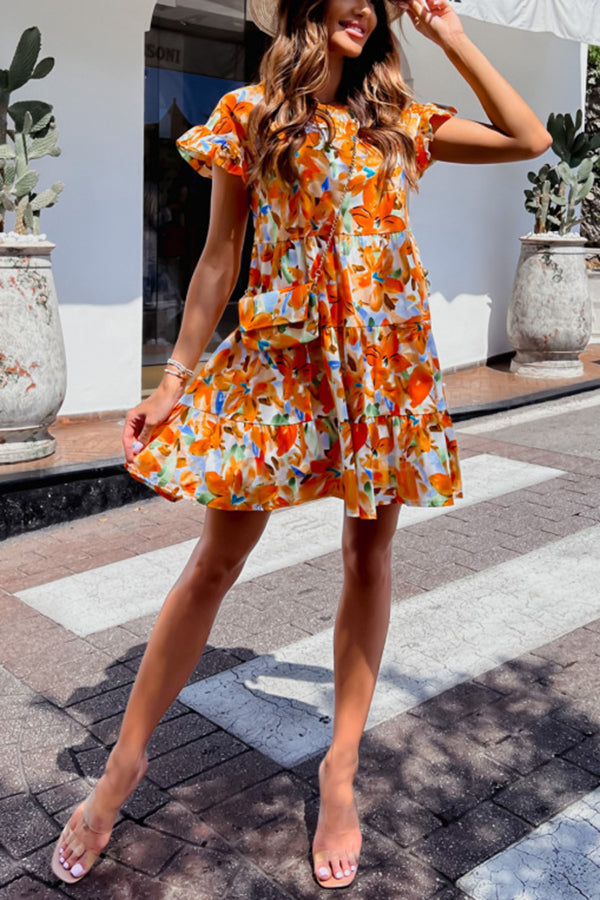 Kissed by the Sun Printed Babydoll Mini Dress
