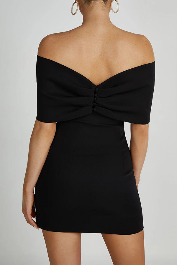 Love Is a Gift Off Shoulder Bow Mini Dress